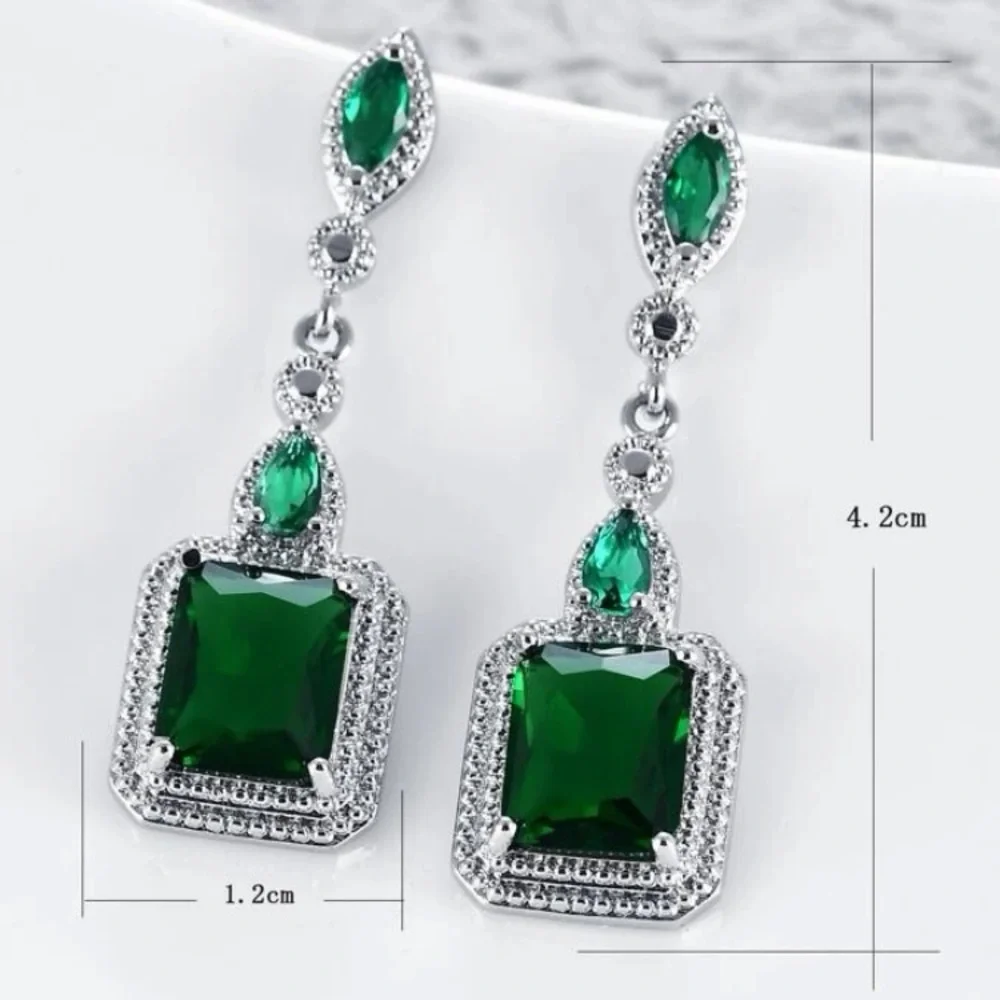 Brand new Cz simulated emerald drop earrings - Picture 3 of 3